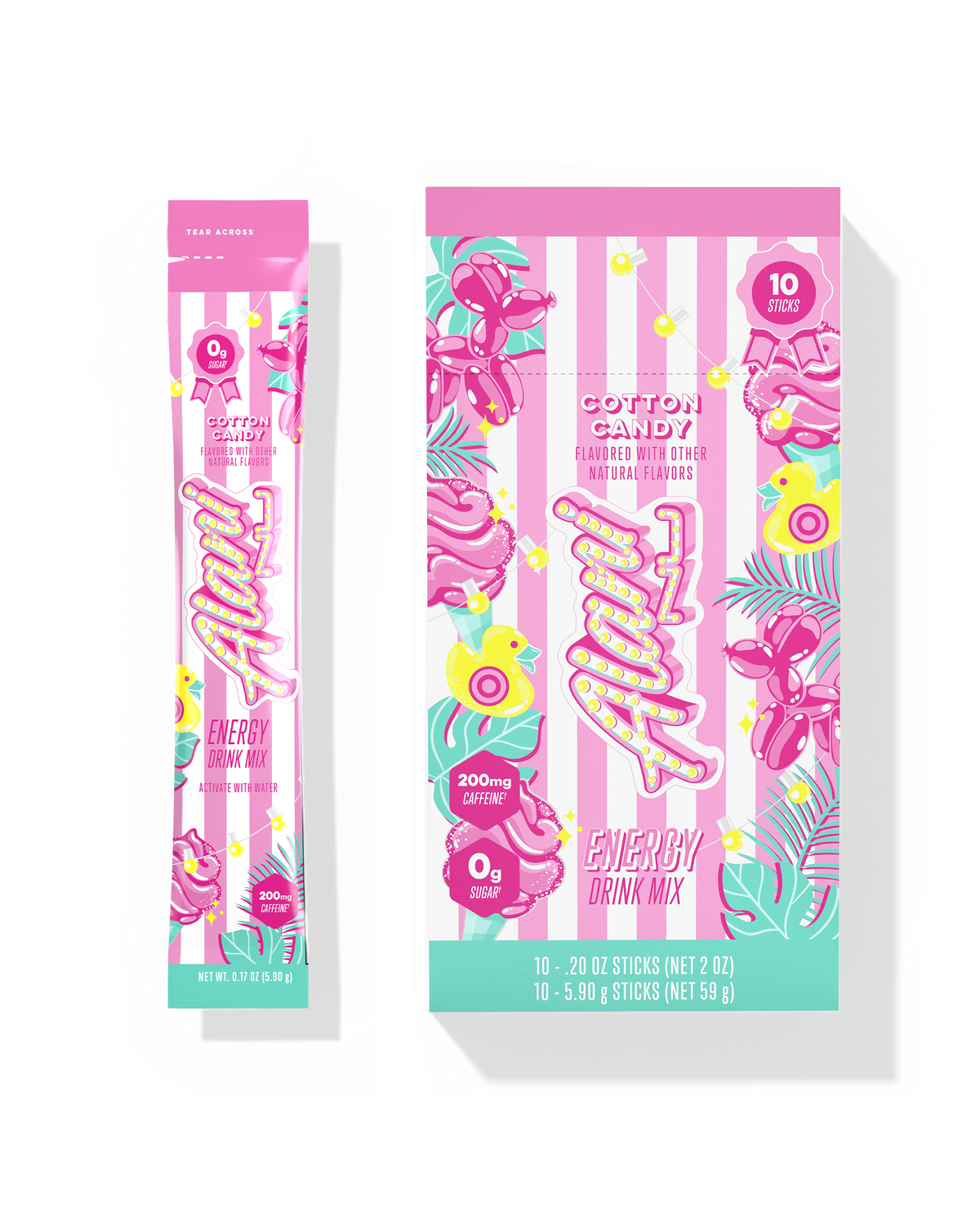 Cotton Candy Energy Drink Mix Sticks, 10-Pack