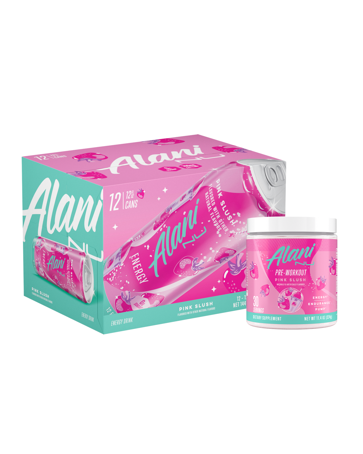 Pink Slush Energy Drink 12-Pack & Pre-Workout Set