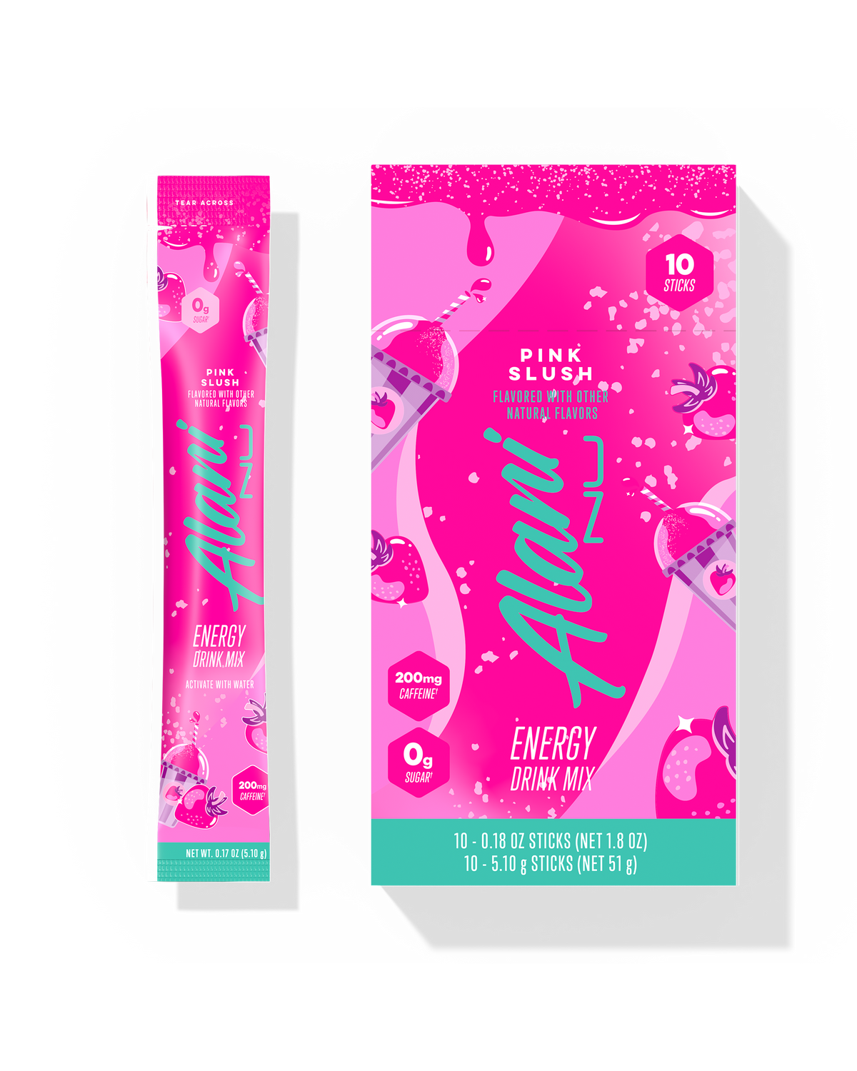 Pink Slush Energy Drink Mix Sticks, 10-Pack