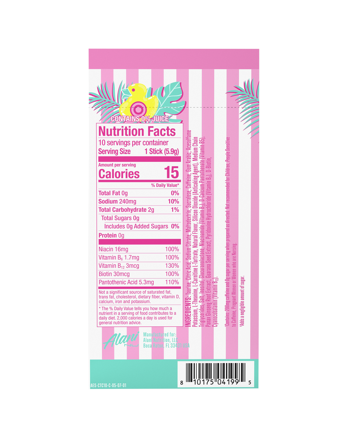 Cotton Candy Energy Drink Mix Sticks, 10-Pack