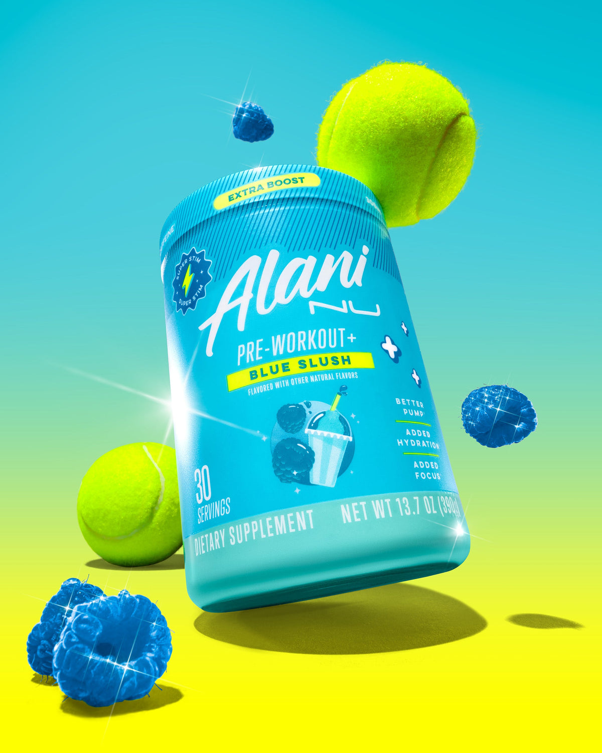 Blue Slush Pre-Workout+ Mix, 30 Servings