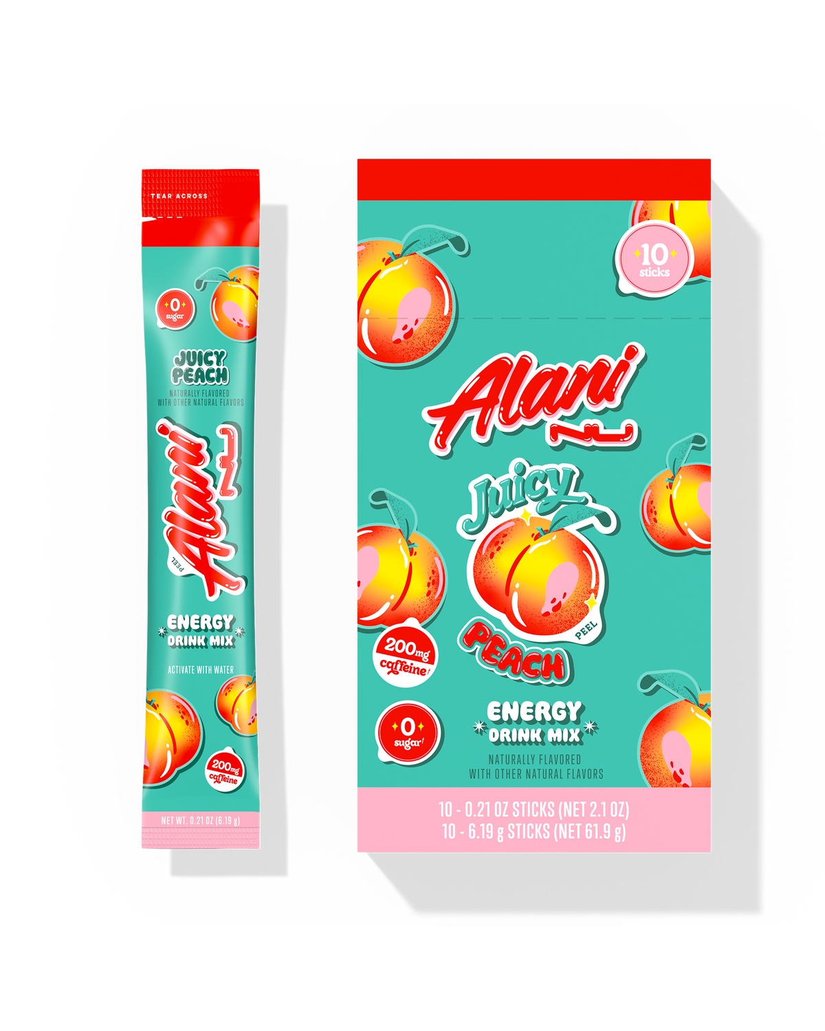 Juicy Peach Energy Drink Mix Sticks, 10-Pack